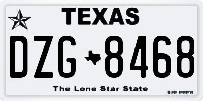 TX license plate DZG8468