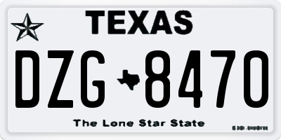 TX license plate DZG8470