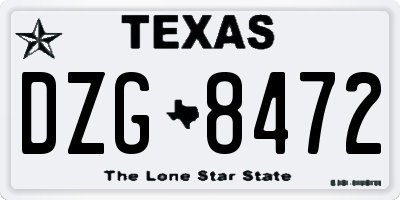 TX license plate DZG8472