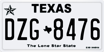 TX license plate DZG8476