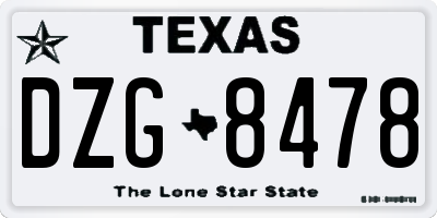 TX license plate DZG8478
