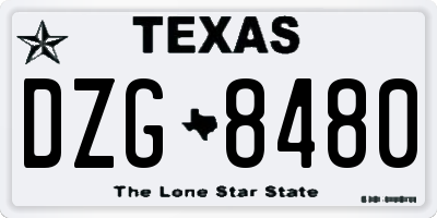 TX license plate DZG8480