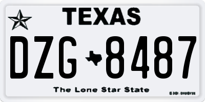 TX license plate DZG8487