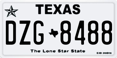 TX license plate DZG8488