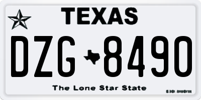 TX license plate DZG8490
