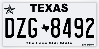 TX license plate DZG8492