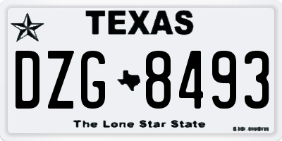 TX license plate DZG8493