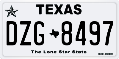 TX license plate DZG8497