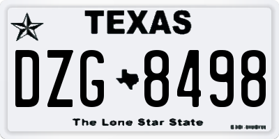 TX license plate DZG8498