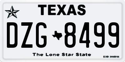 TX license plate DZG8499