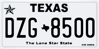 TX license plate DZG8500
