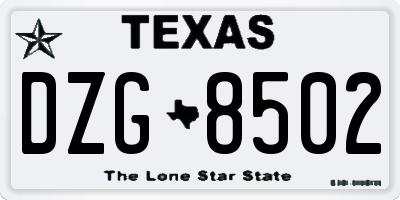 TX license plate DZG8502