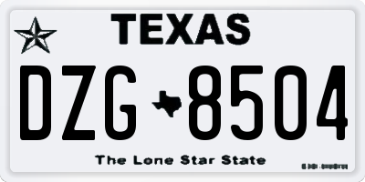 TX license plate DZG8504