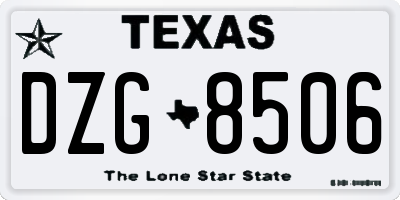 TX license plate DZG8506
