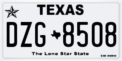TX license plate DZG8508