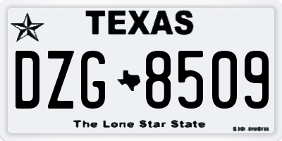 TX license plate DZG8509