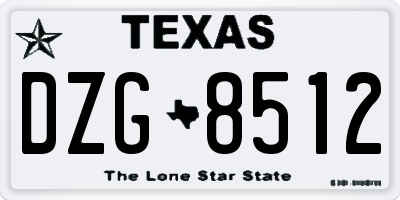 TX license plate DZG8512
