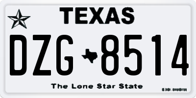 TX license plate DZG8514