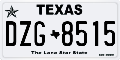 TX license plate DZG8515