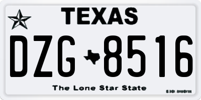 TX license plate DZG8516