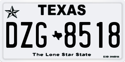 TX license plate DZG8518