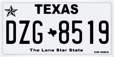 TX license plate DZG8519
