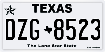 TX license plate DZG8523