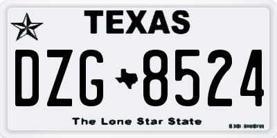 TX license plate DZG8524
