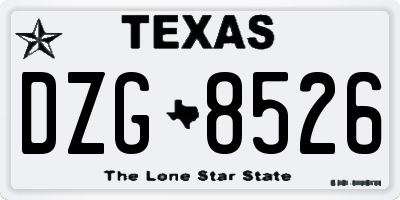 TX license plate DZG8526