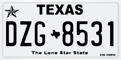 TX license plate DZG8531