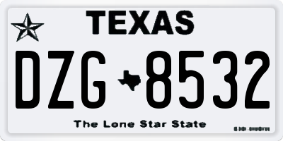 TX license plate DZG8532