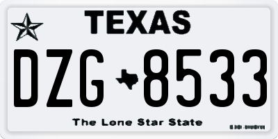 TX license plate DZG8533