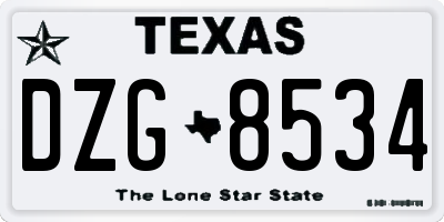TX license plate DZG8534