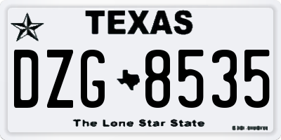 TX license plate DZG8535