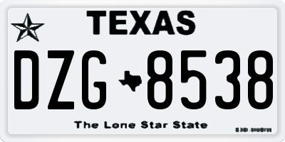 TX license plate DZG8538