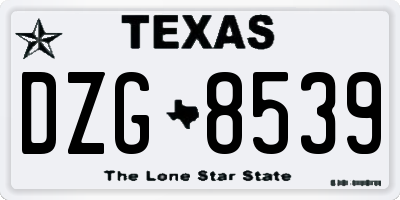 TX license plate DZG8539
