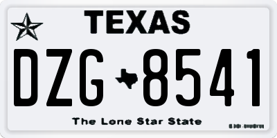 TX license plate DZG8541