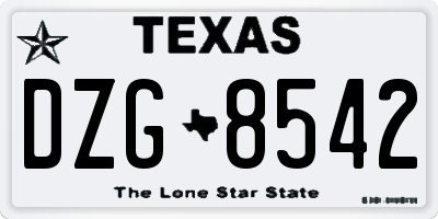 TX license plate DZG8542