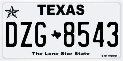 TX license plate DZG8543