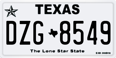 TX license plate DZG8549