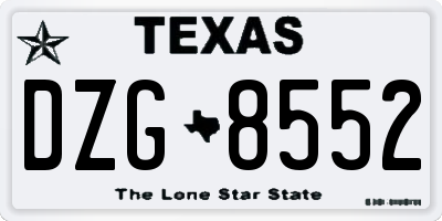 TX license plate DZG8552