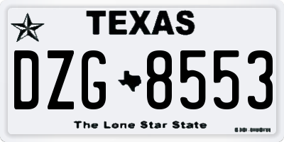 TX license plate DZG8553