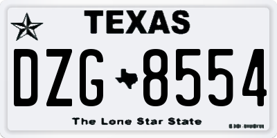 TX license plate DZG8554