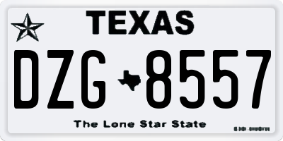 TX license plate DZG8557