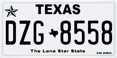 TX license plate DZG8558