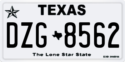 TX license plate DZG8562