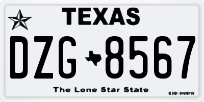 TX license plate DZG8567