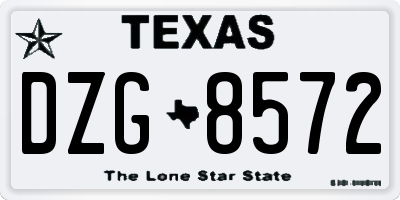 TX license plate DZG8572