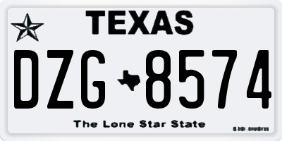 TX license plate DZG8574