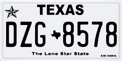 TX license plate DZG8578
